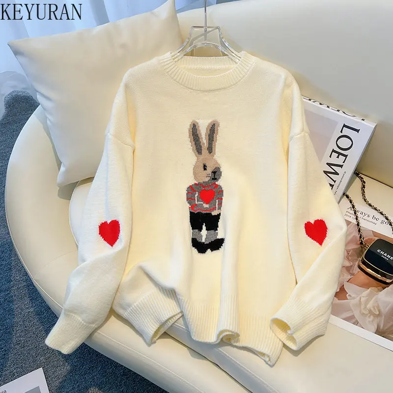 Love Cartoon Rabbit Jacquard Sweater Women's Pullovers 2022 New Autumn Winter O-Neck Long Sleeve Knitted Top Jumper Y2k Clothes
Love Cartoon Rabbit Jacquard Sweater Women's Pullovers 2022 New Autumn Winter O-Neck Long Sleeve Knitted Top Jumper Y2k Clothes
