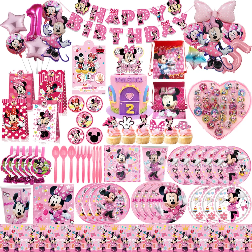 Disney Minnie Mouse Kids Birthday Party Decoration Disposable Tableware Paper Cup Napkin Balloon Girl Baby Shower Party Supplies
Disney Minnie Mouse Kids Birthday Party Decoration Disposable Tableware Paper Cup Napkin Balloon Girl Baby Shower Party Supplies