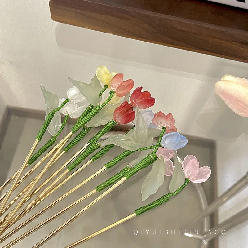 Minar Chinese Style Multicolor Tulip Hairpins for Women Ladies Rainbow Arcylic Flowers Hair Chopstick Headwear Hair Accessories
Minar Chinese Style Multicolor Tulip Hairpins for Women Ladies Rainbow Arcylic Flowers Hair Chopstick Headwear Hair Accessories