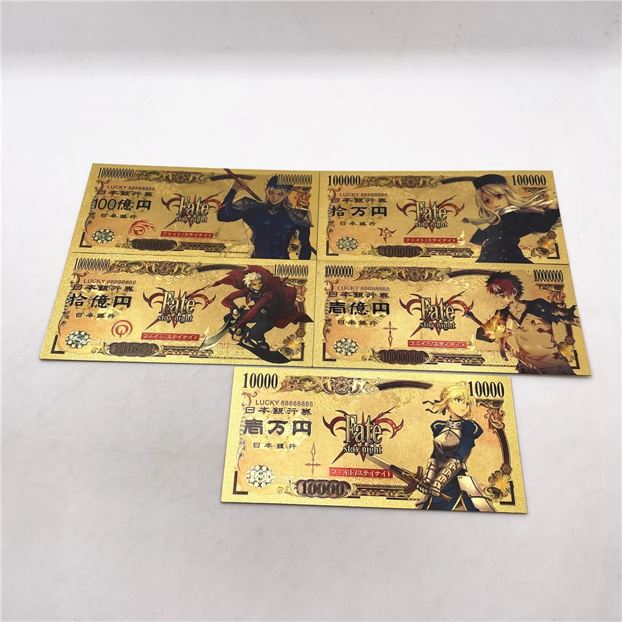 1pc Japanese Fate-stay-night banknote Classic Manga U-B-W Gold foil Fake money cute gift playing card for Animation enthusiast
1pc Japanese Fate-stay-night banknote Classic Manga U-B-W Gold foil Fake money cute gift playing card for Animation enthusiast
