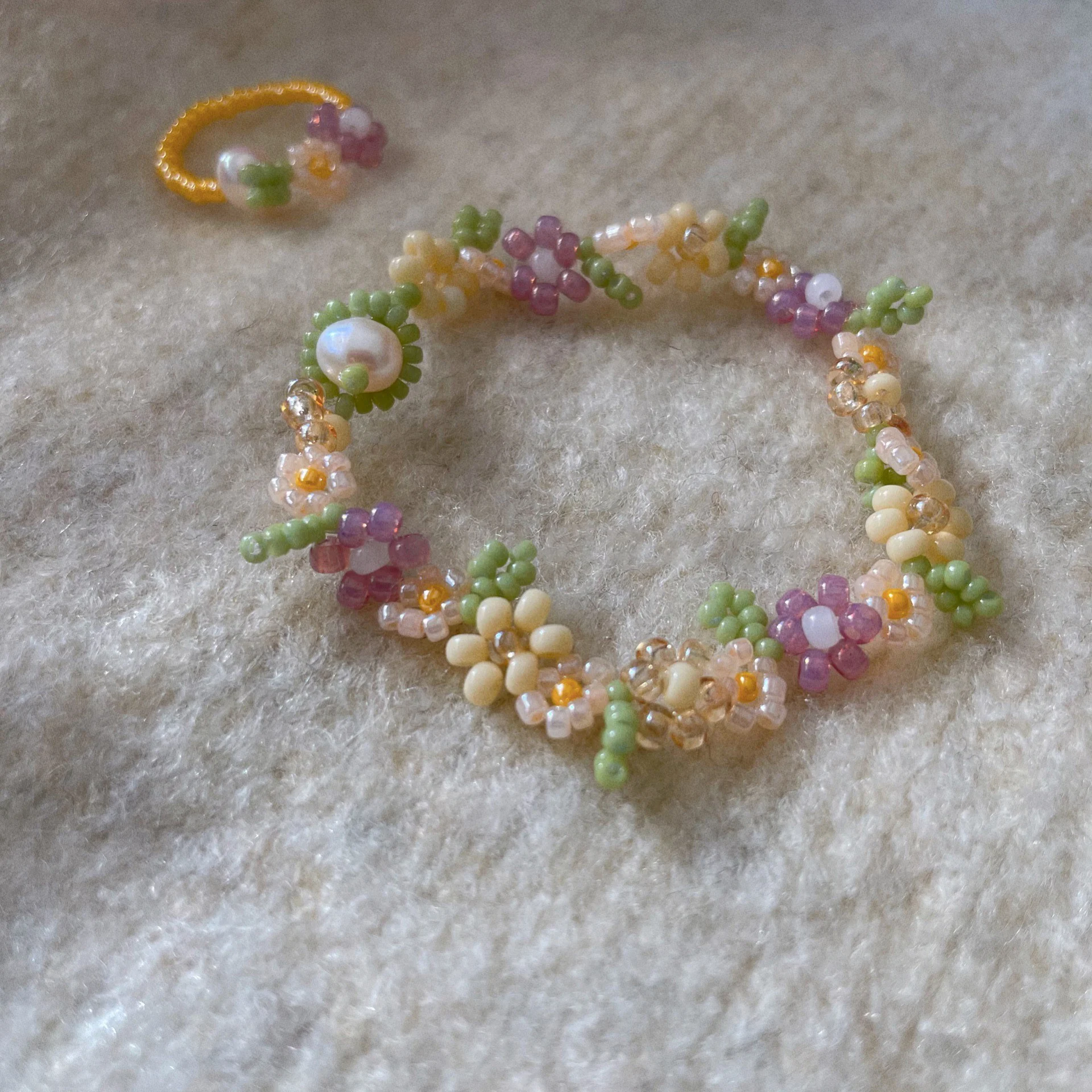Sweet Romantic Flower Beads Bracelet Necklace Ring Set Jelly Color Miyuki Beaded Jewelry Set for Homemade Party Gift for Wedding
Sweet Romantic Flower Beads Bracelet Necklace Ring Set Jelly Color Miyuki Beaded Jewelry Set for Homemade Party Gift for Wedding