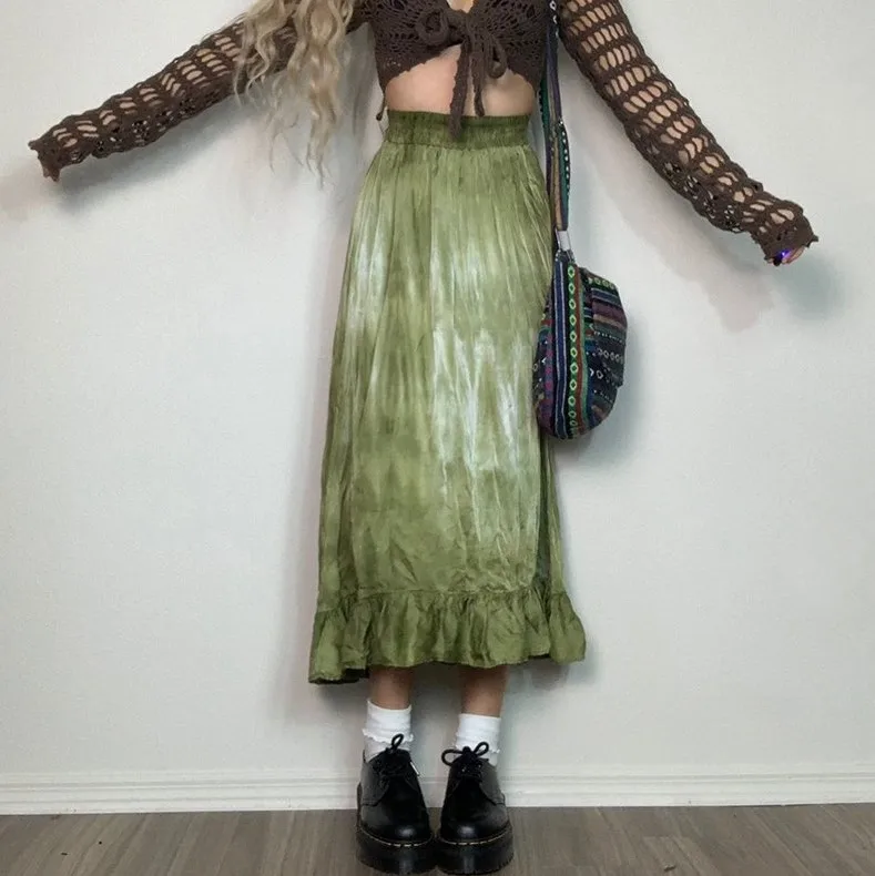 Women Fairy Grunge Ruffles Mid-length Skirt Vintage Y2k Fashion 90s E-Girls Tie-dye Print Stitching High Waist Skirts Streetwear
Women Fairy Grunge Ruffles Mid-length Skirt Vintage Y2k Fashion 90s E-Girls Tie-dye Print Stitching High Waist Skirts Streetwear