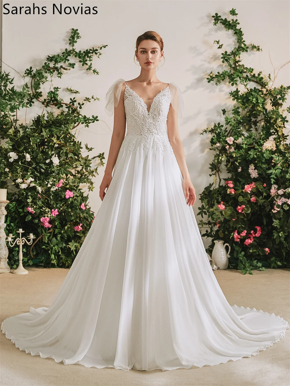 Simple Informal Beach Wedding Dresses A-line Chiffon Beaded Lace V Neck Sleeveless Summer Designer Cheap Bride Gown
Simple Informal Beach Wedding Dresses A-line Chiffon Beaded Lace V Neck Sleeveless Summer Designer Cheap Bride Gown