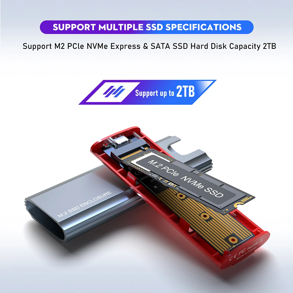 Чехол M2 с двойным протоколом для SSD, HDD NVME, корпус M.2 NVME для USB Type C 3.1 Футляр для внешнего жесткого диска для жесткого диска SATA M-Key 
Чехол M2 с двойным протоколом для SSD, HDD NVME, корпус M.2 NVME для USB Type C 3.1 Футляр для внешнего жесткого диска для жесткого диска SATA M-Key
