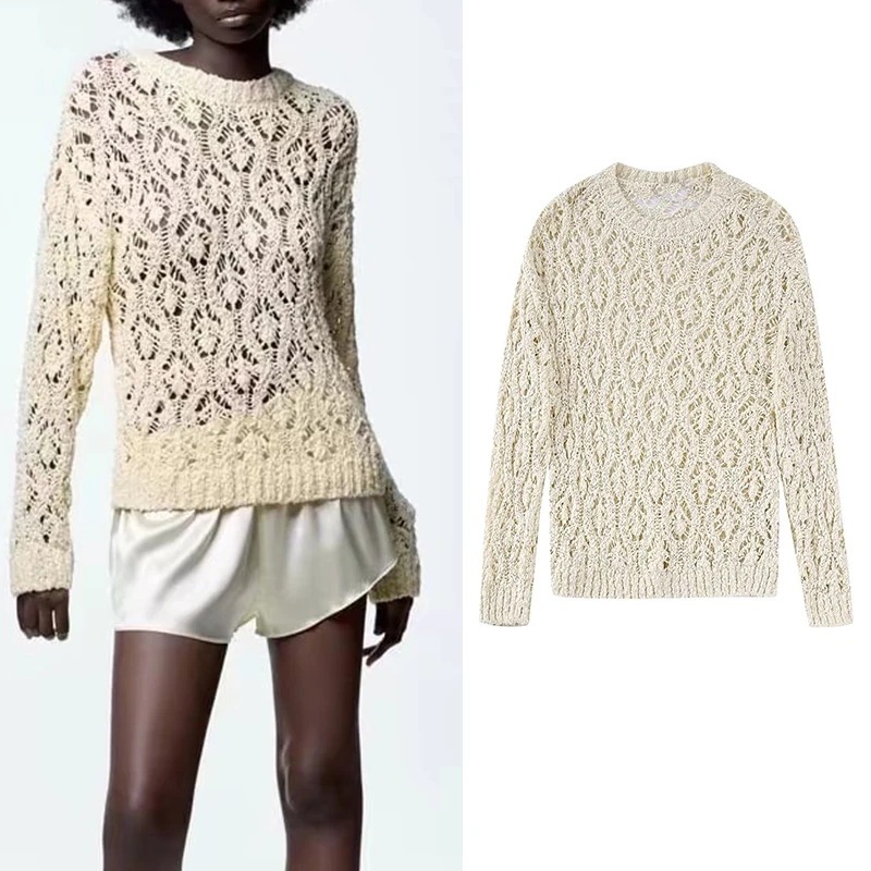 2022 Spring Women Fashion Jacquard Mesh Knit Sweater Versatile Long Sleeve O Neck Female Short Pullovers Chic Top BB22848
2022 Spring Women Fashion Jacquard Mesh Knit Sweater Versatile Long Sleeve O Neck Female Short Pullovers Chic Top BB22848