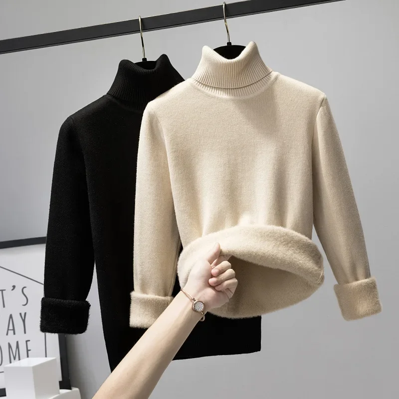 Women's All-in-one Plush and Thick High Necked Sweater, New Slim Fit for Autumn and Winter, with Warm Knit Bottom Top
Women's All-in-one Plush and Thick High Necked Sweater, New Slim Fit for Autumn and Winter, with Warm Knit Bottom Top