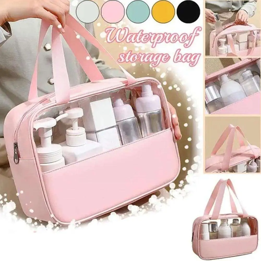 Spliced Transparent Travel Makeup Bag Storage Organizer PVC Wash Waterproof Lunch Transparent Bag Tote Clear Reusable Bags B7T2
Spliced Transparent Travel Makeup Bag Storage Organizer PVC Wash Waterproof Lunch Transparent Bag Tote Clear Reusable Bags B7T2