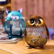 TOOARTS Owl Shaped Metal Coin Money Saving Box Cute Money Boxes Home Decor Furnishing Articles Crafting Christmas Gift For Kids