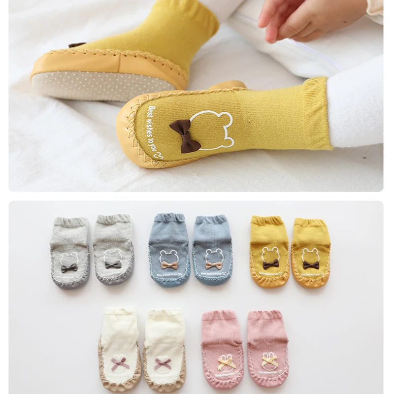 Baby Shoes Socks Cartoon Bear Children Infant Socks Leather Sole Non-slip Thick Kids Gift Indoor Floor Socks Autumn Winter Socks
Baby Shoes Socks Cartoon Bear Children Infant Socks Leather Sole Non-slip Thick Kids Gift Indoor Floor Socks Autumn Winter Socks
