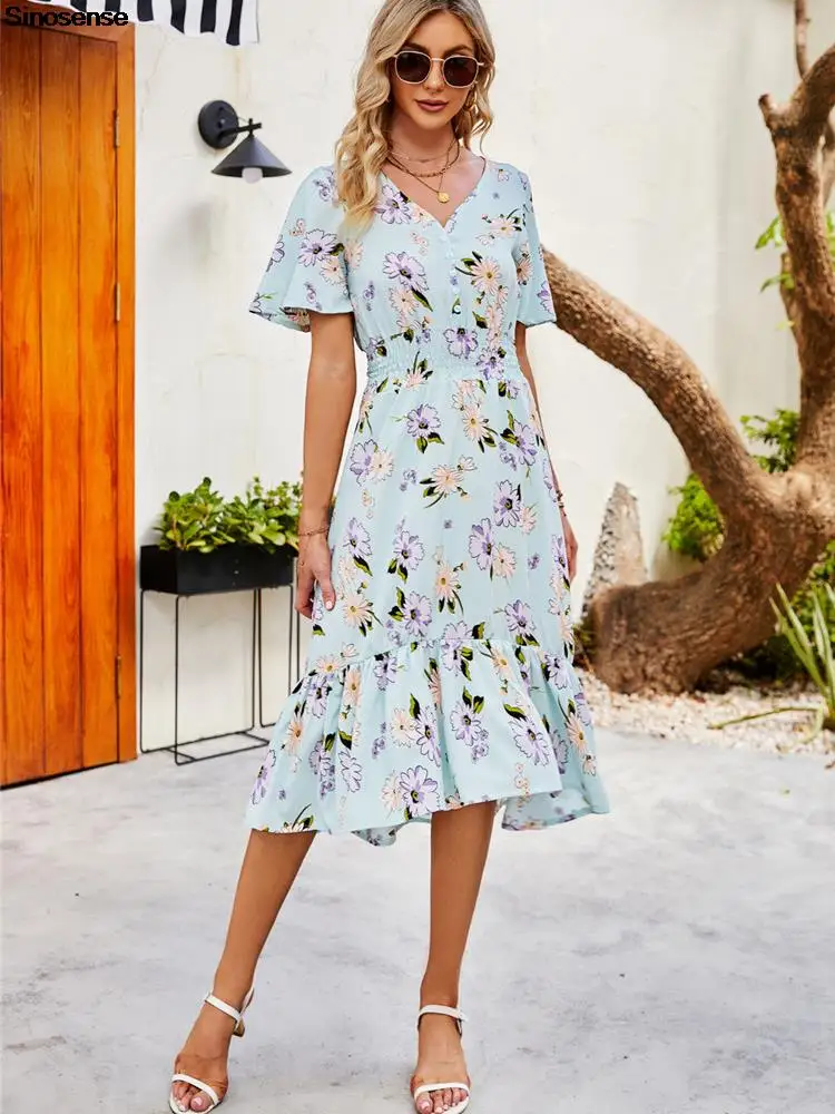 Vintage Chic Women Floral Print Short Sleeve Beach Bohemian Maxi Dresses Robe Ladies V-neck Summer Boho Dress Sexy Party Dress
Vintage Chic Women Floral Print Short Sleeve Beach Bohemian Maxi Dresses Robe Ladies V-neck Summer Boho Dress Sexy Party Dress