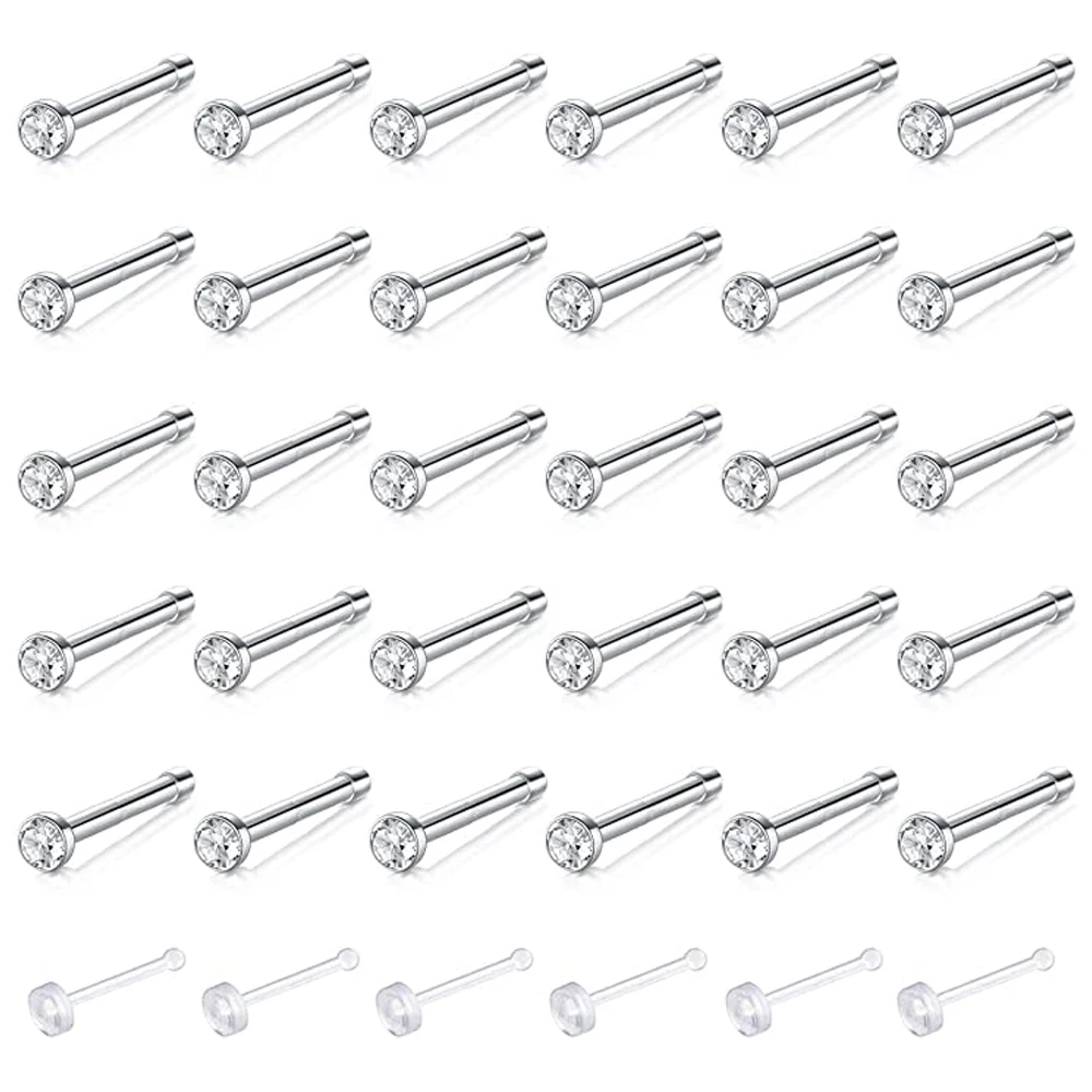 36PCS Surgical Steel Nose Stud Rings CZ Clear Pin Body Piercing Jewerly Set for Women
36PCS Surgical Steel Nose Stud Rings CZ Clear Pin Body Piercing Jewerly Set for Women