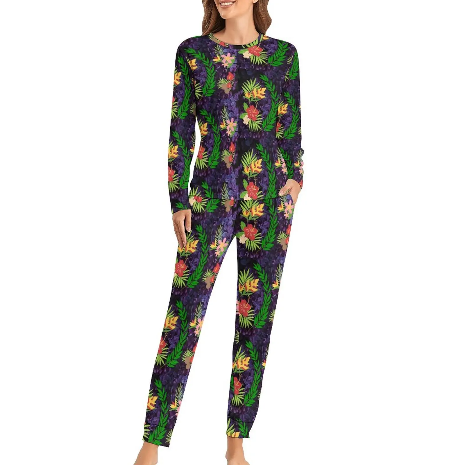 Tropical Floral Art Pajamas Purple Flowers 2 Pieces Room Pajama Set Female Long-Sleeve Romantic Oversize Nightwear
Tropical Floral Art Pajamas Purple Flowers 2 Pieces Room Pajama Set Female Long-Sleeve Romantic Oversize Nightwear