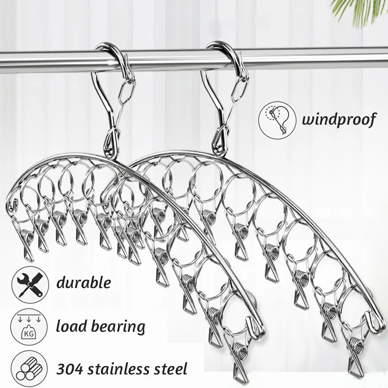Windproof Clothes Drying Hanger Clothing Rack 20 Clips Stainless Steel Sock Laundry Airer Hanger Underwear Socks Holder
Windproof Clothes Drying Hanger Clothing Rack 20 Clips Stainless Steel Sock Laundry Airer Hanger Underwear Socks Holder