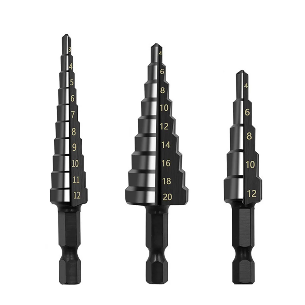Electric Drill Bit Step Drill Bit Brass Copper 3pcs Black HSS Steel Multiple Sizes Nitrogen Coated For Home DIY
Electric Drill Bit Step Drill Bit Brass Copper 3pcs Black HSS Steel Multiple Sizes Nitrogen Coated For Home DIY