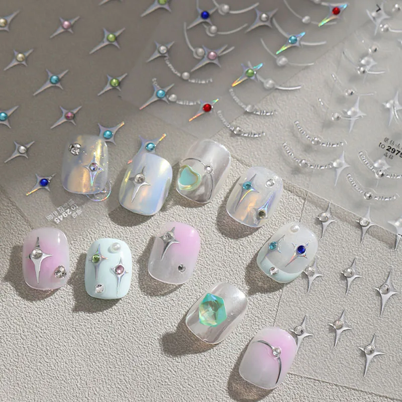 Fashion Silver Light Four Point Star Nail Art Stickers Manicure Designs Crystal Diamond Self Adhesive Decoration Decals
Fashion Silver Light Four Point Star Nail Art Stickers Manicure Designs Crystal Diamond Self Adhesive Decoration Decals