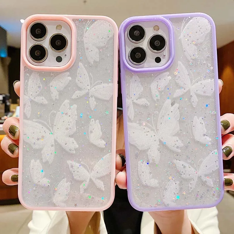 Fashion Candy Glitter White Butterfly Case For iPhone 11 12 13 mini Pro Max XS X XR Max 6 6S 7 8 Plus SE2020 2022 Clear Cover
Fashion Candy Glitter White Butterfly Case For iPhone 11 12 13 mini Pro Max XS X XR Max 6 6S 7 8 Plus SE2020 2022 Clear Cover