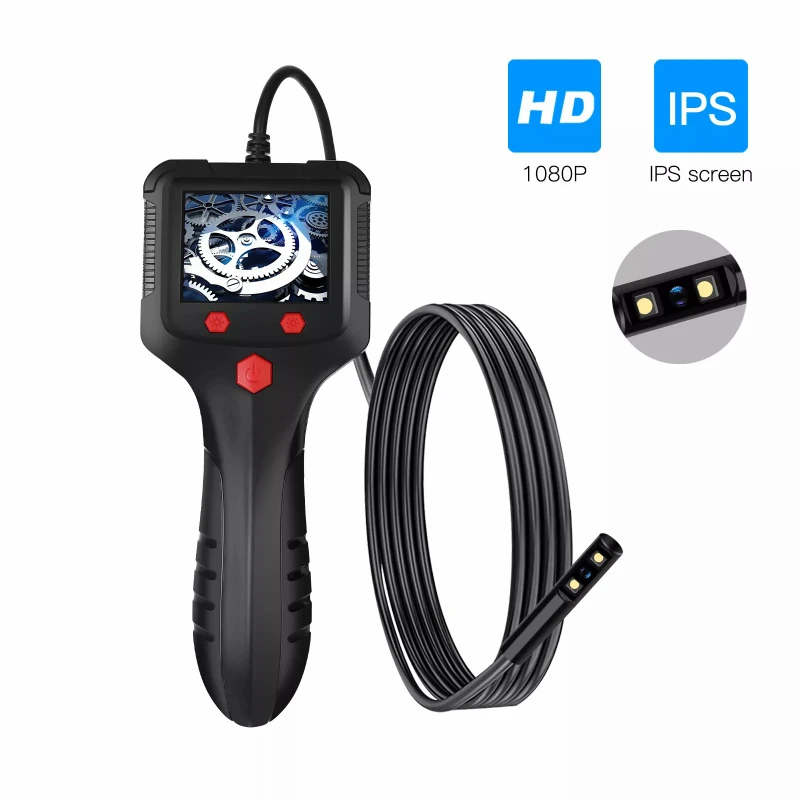 

HD 1080P Portable Endoscope Camera 2.4 Inch IPS Screen Borescope Waterproof 8mm Lens 6LEDs 10M Hard Wire Pipe Inspection Cameras