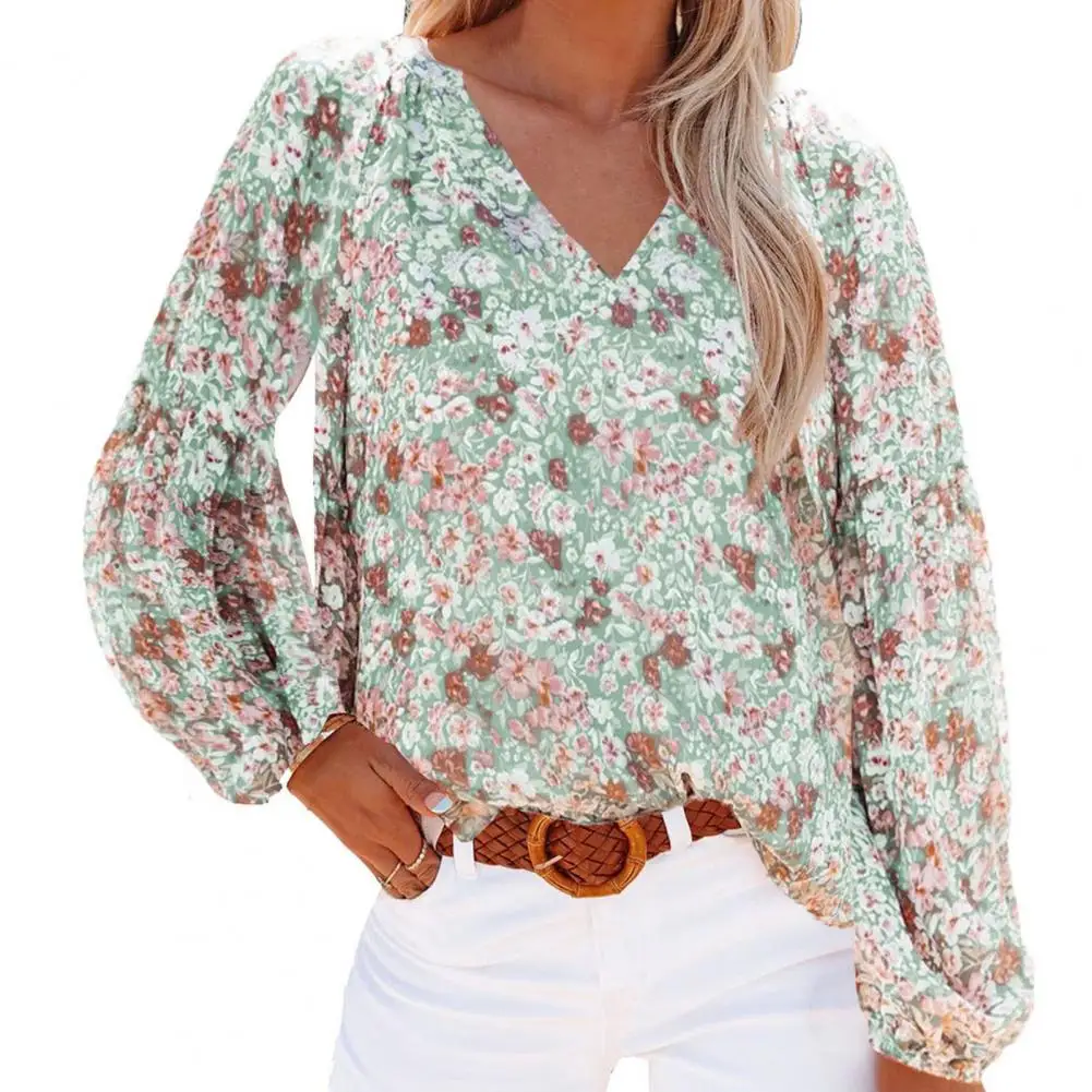 Spring Autumn Female Elegant Tops V-neck Loose Fit Breathable Autumn Top Sweet Lantern Long Sleeve Floral Print Shirt Female
Spring Autumn Female Elegant Tops V-neck Loose Fit Breathable Autumn Top Sweet Lantern Long Sleeve Floral Print Shirt Female