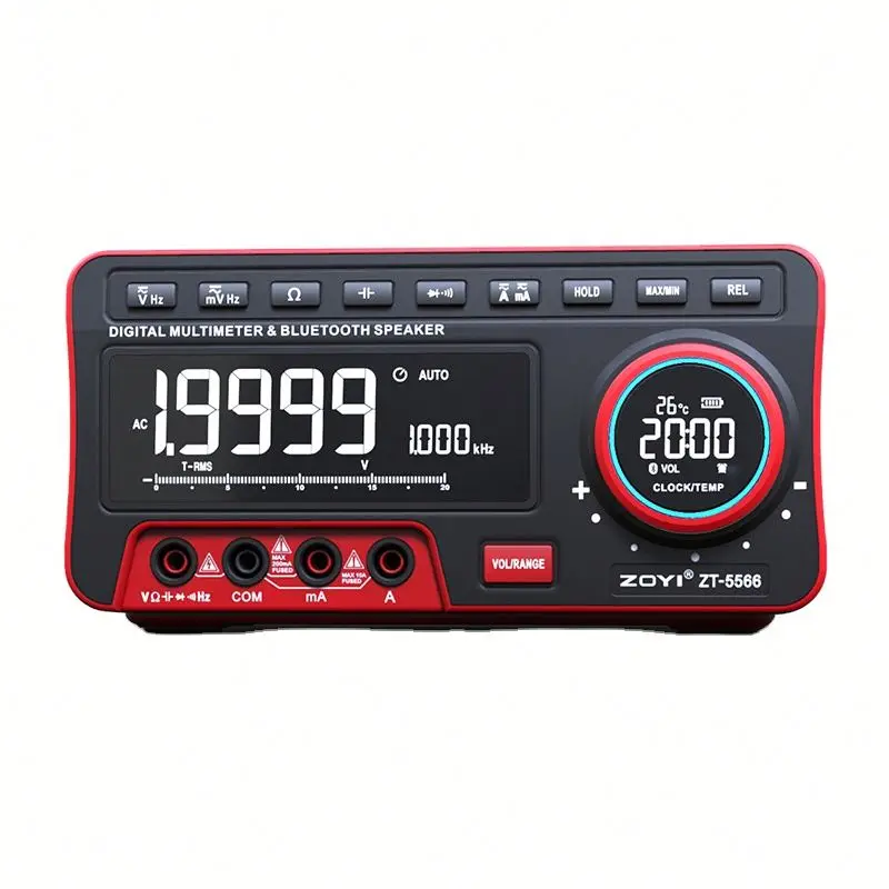 ZT-5566 Bench-type Digital Multimeter with Combine Speaker Ture RMS 19999 Counts Display.
ZT-5566 Bench-type Digital Multimeter with Combine Speaker Ture RMS 19999 Counts Display.