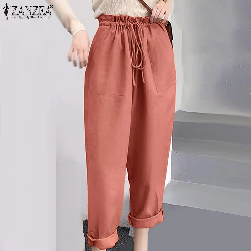 ZANZEA Women Loose Harem Pants Ruffle Elastic Waist Pants 2022 Spring Summer Fashion OL Casual Solid Bandage Pantalons Palazzo
ZANZEA Women Loose Harem Pants Ruffle Elastic Waist Pants 2022 Spring Summer Fashion OL Casual Solid Bandage Pantalons Palazzo