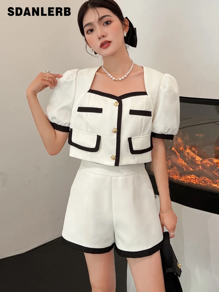 Summer 2022 French Colorblock Blouse Bubble Short Sleeve Shirt Top + High Waist Shorts Two Piece Suit for Women Outfits
Summer 2022 French Colorblock Blouse Bubble Short Sleeve Shirt Top + High Waist Shorts Two Piece Suit for Women Outfits