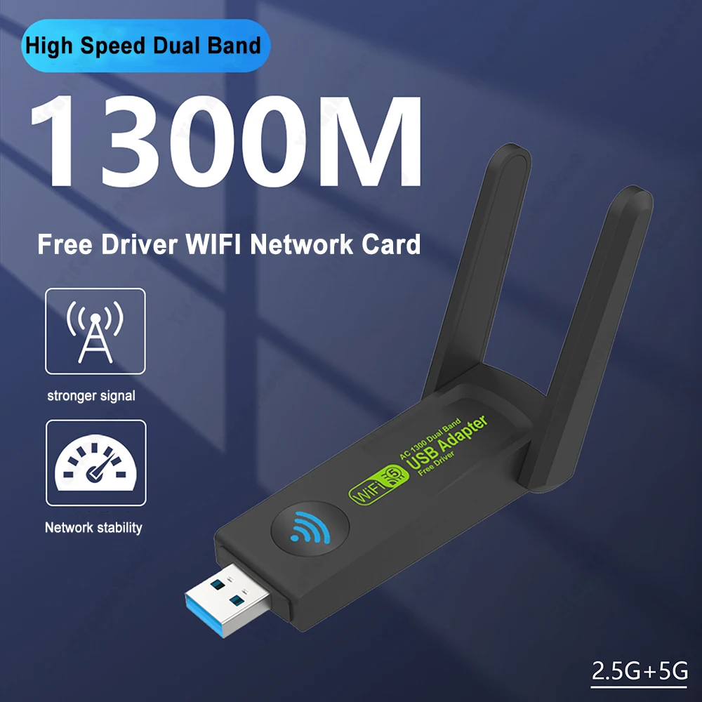 Wireless USB 1300Mbps WiFi Adapter 2.4G 5G USB 3.0 WIFI USB Adapter External High-gain Antenna For Desktop Laptop Plug and Play
Wireless USB 1300Mbps WiFi Adapter 2.4G 5G USB 3.0 WIFI USB Adapter External High-gain Antenna For Desktop Laptop Plug and Play