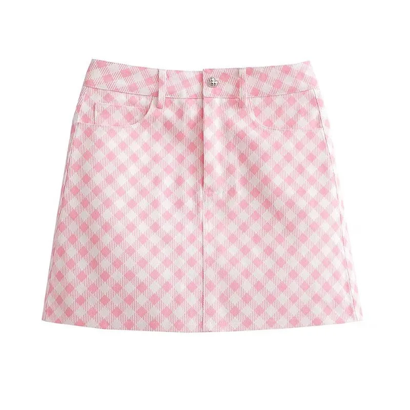 2022 summer new small fresh high waist thin pink plaid printed skirt women's short skirt
2022 summer new small fresh high waist thin pink plaid printed skirt women's short skirt
