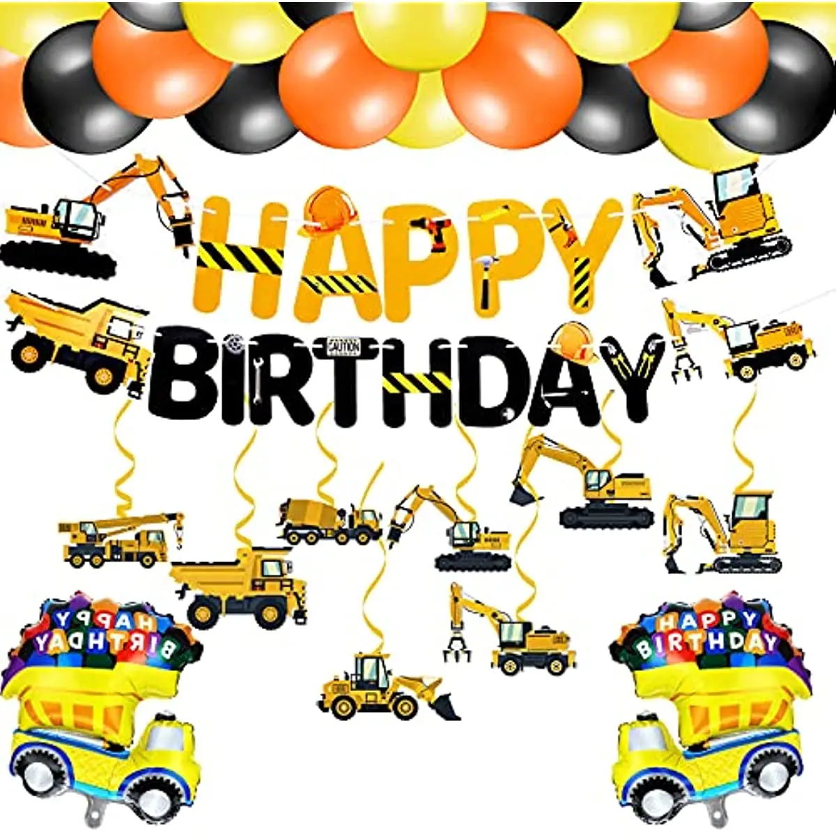 Dump Truck Theme Party Supplies Include Happy Birthday Banner Dump Hanging Swirl Truck Foil Latex Balloon for Birthday Party
Dump Truck Theme Party Supplies Include Happy Birthday Banner Dump Hanging Swirl Truck Foil Latex Balloon for Birthday Party