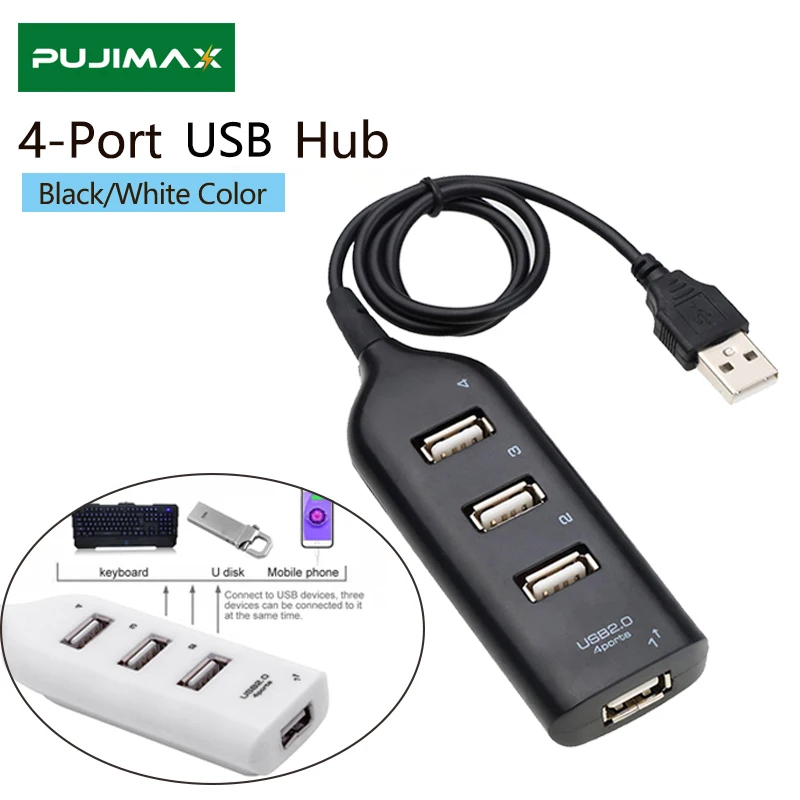 Высокоскоростной Универсальный USB-разветвитель PUJIMAX с 4 USB-портами 2 0 и кабелем -