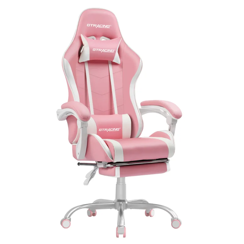 GTRACING GTWD-200 Gaming Chair with Footrest, Adjustable Height, and Reclining, Pink 
GTRACING GTWD-200 Gaming Chair with Footrest, Adjustable Height, and Reclining, Pink