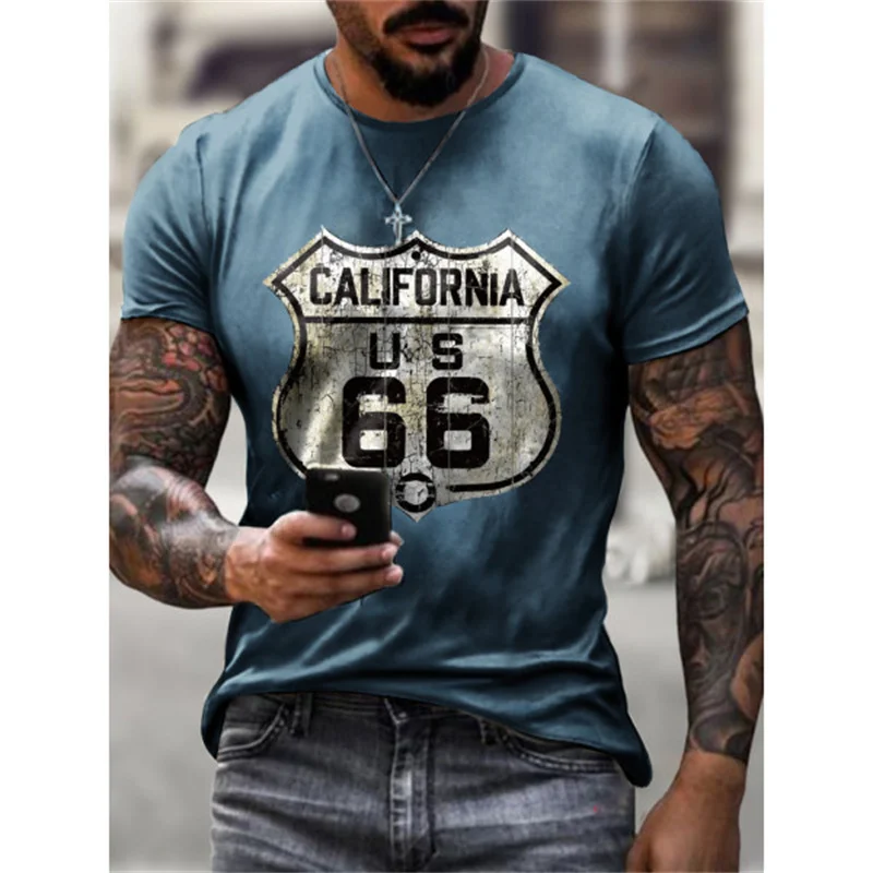 New Summer Homme Fashion T Shirt Harajuku Men's 3d Printing Casual Sports T-shirt Highway 66 Short Sleeve Tops Male Clothes
New Summer Homme Fashion T Shirt Harajuku Men's 3d Printing Casual Sports T-shirt Highway 66 Short Sleeve Tops Male Clothes