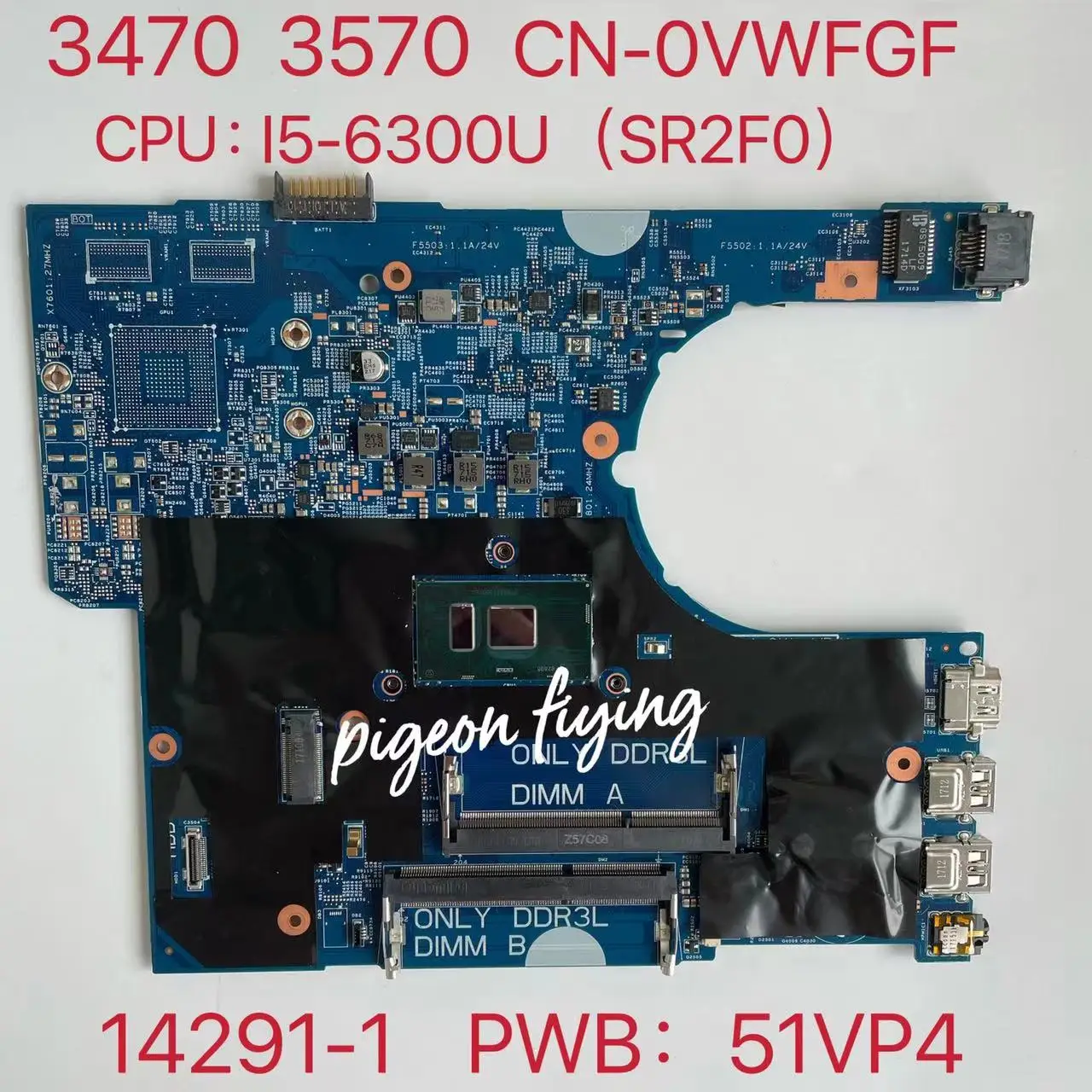 Материнская плата для ноутбука DELL Latitude 3470 3570 14291-1 материнская CN-0VWFGF 0VWFGF с SR2F0 I5-6300U