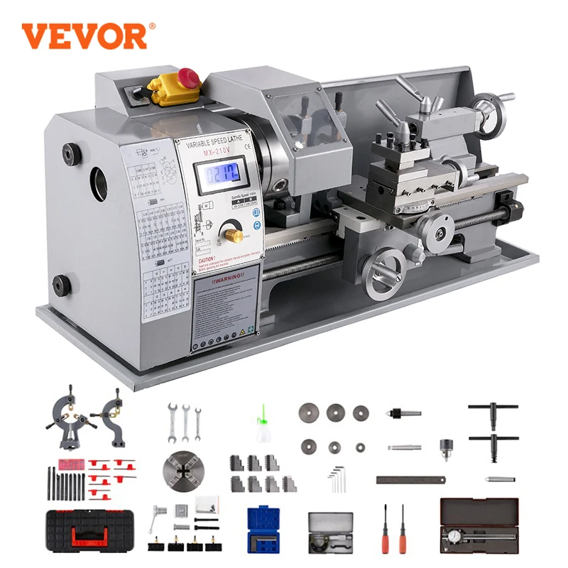 VEVOR 8" x 16" (210mm x 400mm) Mini Metal Lathe Variable-Speed Benchtop Digital Display for Metal Turning Drilling & Threading
VEVOR 8" x 16" (210mm x 400mm) Mini Metal Lathe Variable-Speed Benchtop Digital Display for Metal Turning Drilling & Threading