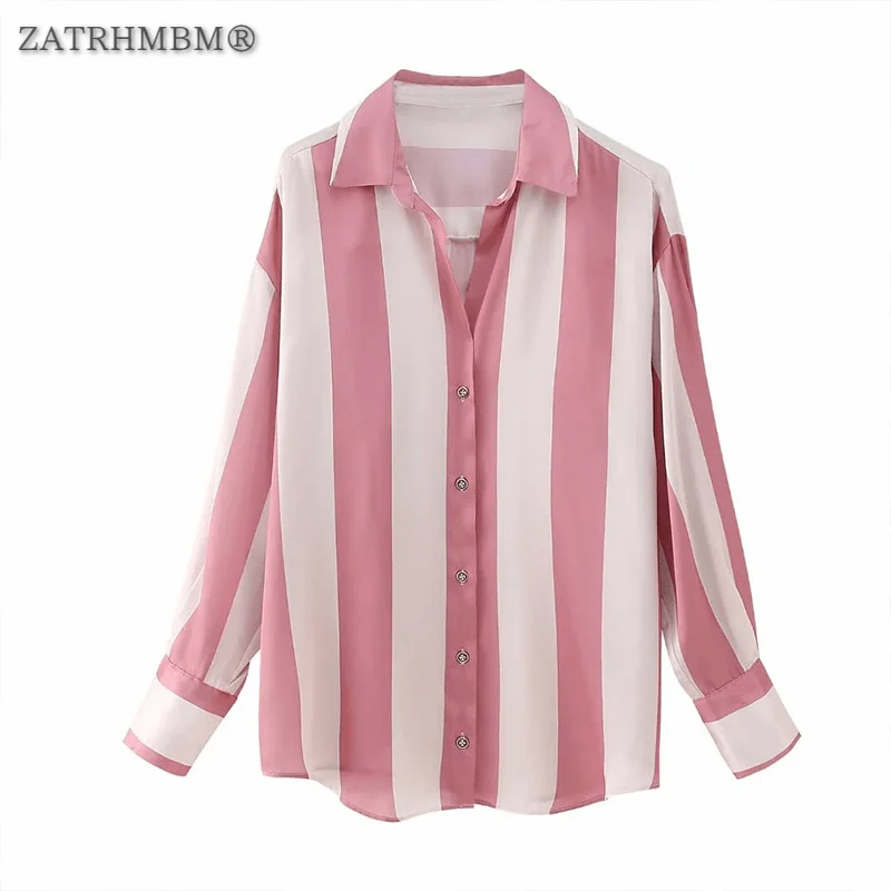 ZATRHMBM Women 2023 Spring New Fashion Striped Silk-Satin Blouse Vintage Long Sleeve Button Up Female Shirts Blusas Chic Top
ZATRHMBM Women 2023 Spring New Fashion Striped Silk-Satin Blouse Vintage Long Sleeve Button Up Female Shirts Blusas Chic Top