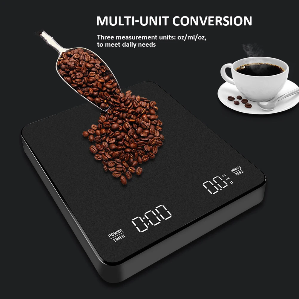 3kg/0.1g Smart Drip Coffee Scale USB Timing LED Digital High Precision Hand-held Electronic Home Kitchen Scales
3kg/0.1g Smart Drip Coffee Scale USB Timing LED Digital High Precision Hand-held Electronic Home Kitchen Scales