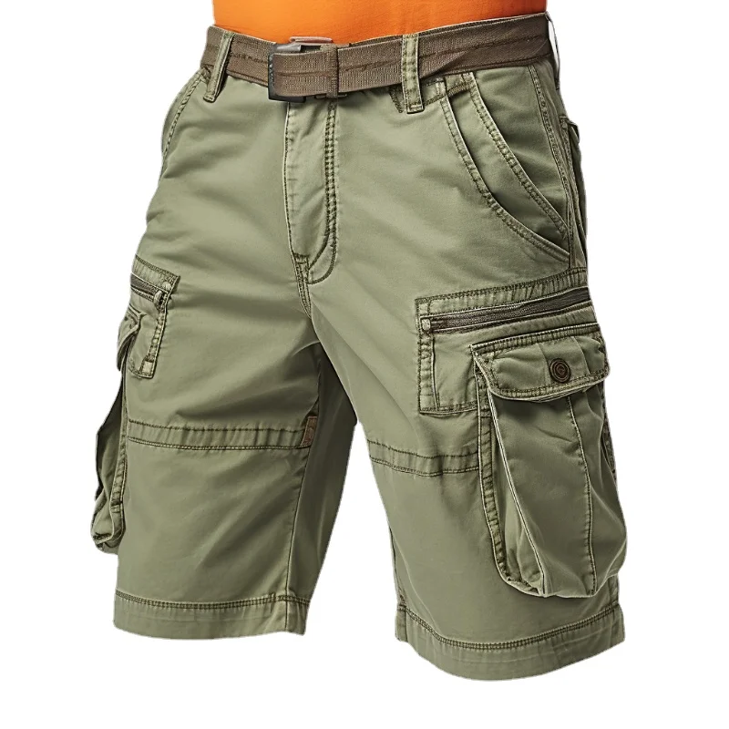 

Men Cargo Shorts Stretch Washed Vintage Have Belted and Pockets