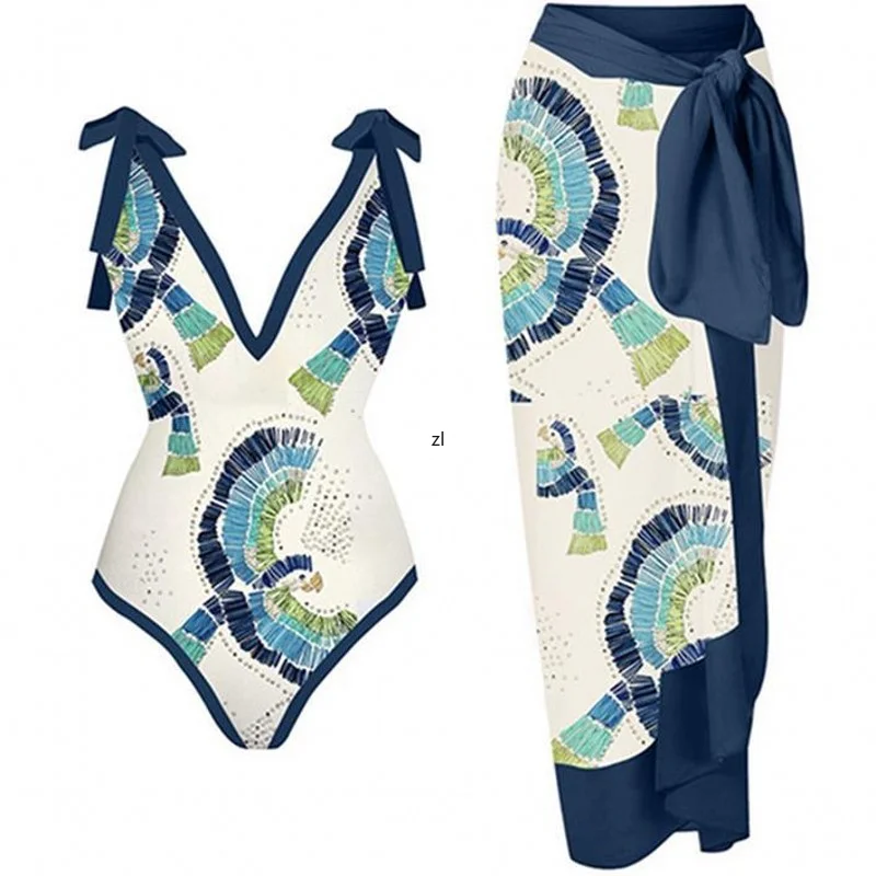 One Piece Swimsuit Set Backless Wrap Chest Bikini 2 Piece Suit Women Outfit Green Printed Beach Dress Slim Sexy Suit 2023 Spring
One Piece Swimsuit Set Backless Wrap Chest Bikini 2 Piece Suit Women Outfit Green Printed Beach Dress Slim Sexy Suit 2023 Spring