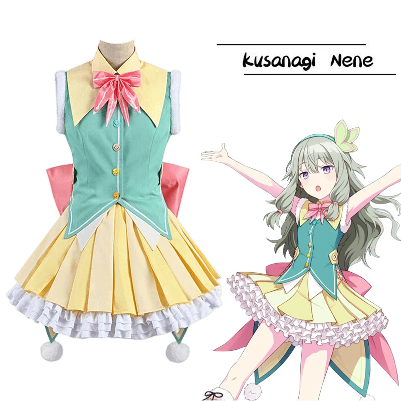 Project Sekai цветная сцена! Костюм для косплея Kusanagi Nene, чудесные платья для шоу, парик, костюм, одежда на Хэллоуин
Project Sekai цветная сцена! Костюм для косплея Kusanagi Nene, чудесные платья для шоу, парик, костюм, одежда на Хэллоуин