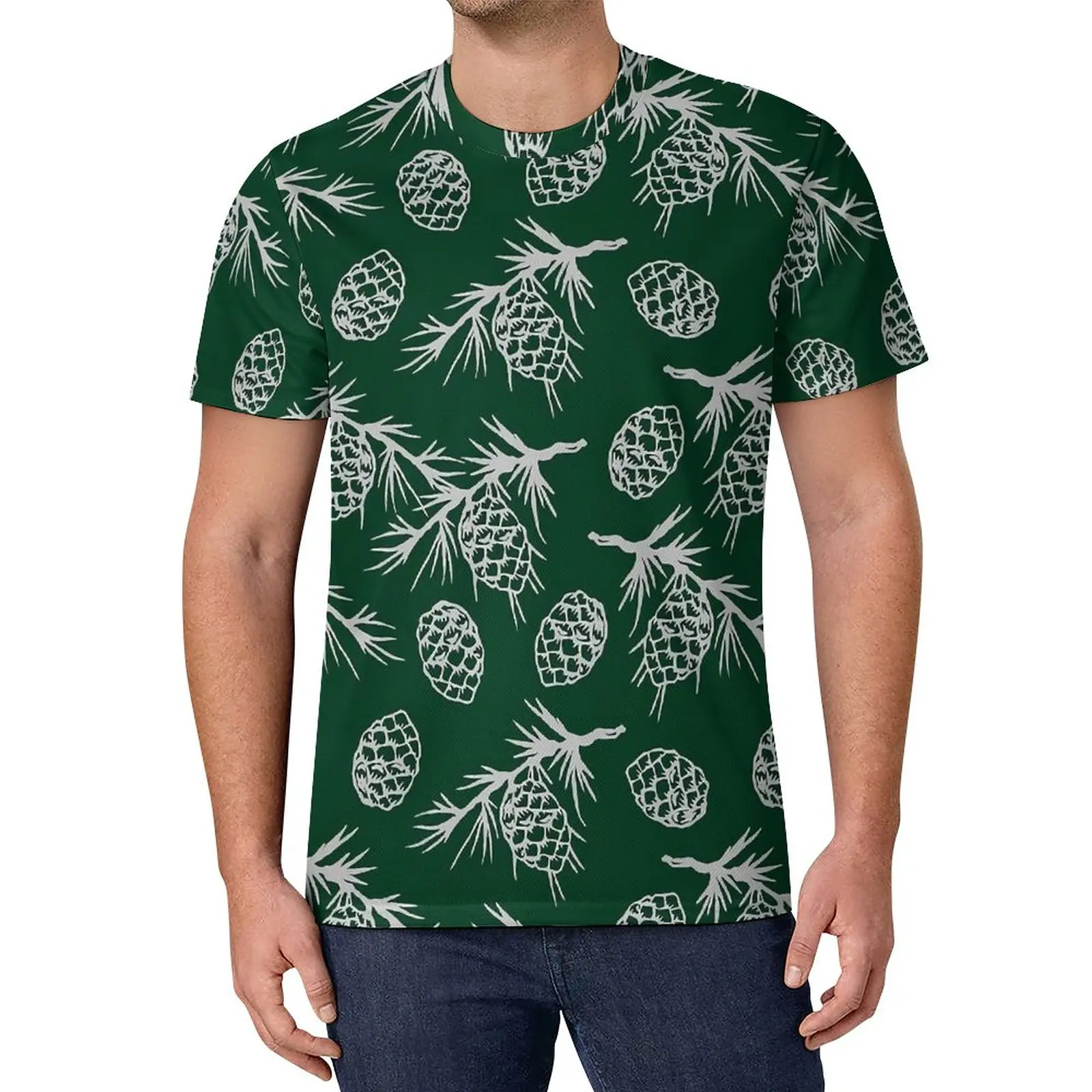 Футболка мужская классическая с круглым вырезом, модная тенниска с принтом серых соснов и растений, майка на заказ, размеры 4XL, 5XL, 6XL, лето 
Футболка мужская классическая с круглым вырезом, модная тенниска с принтом серых соснов и растений, майка на заказ, размеры 4XL, 5XL, 6XL, лето