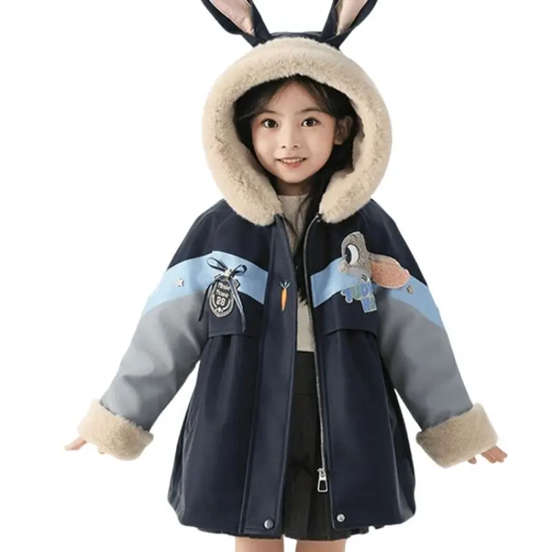 Disney Zootopia Kawaii Judy Hopps осенне-зимняя теплая хлопковая куртка для девочек утепленная