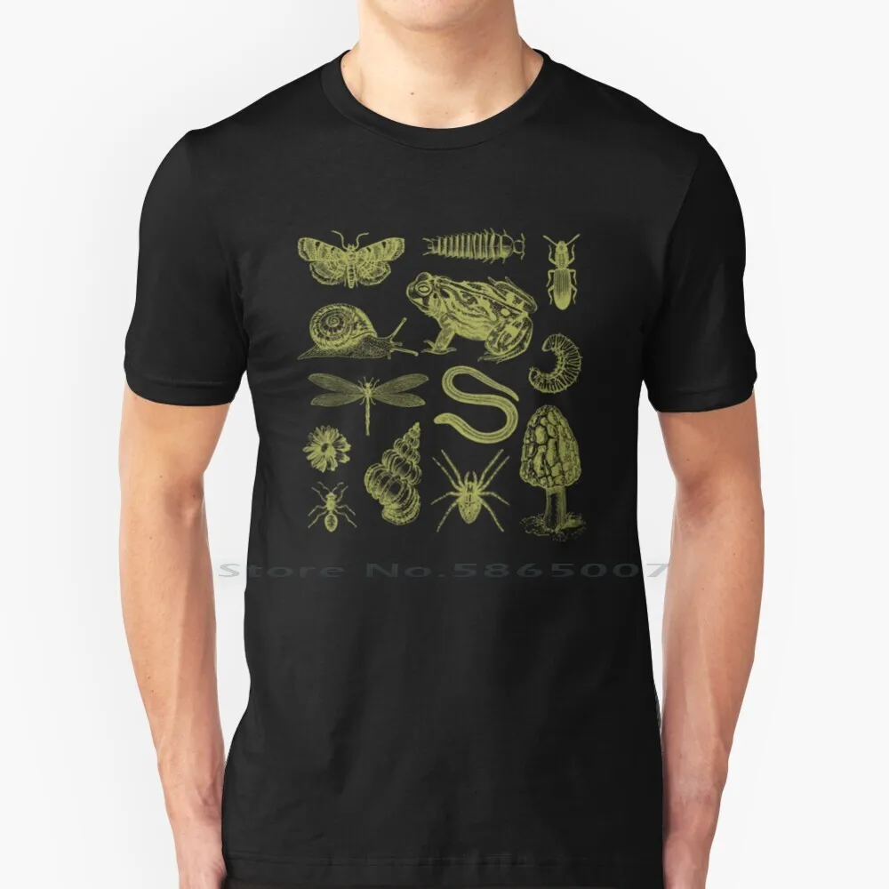 

Frog Mushroom Snail Moth Insect Vintage Biology Nature Lover-Science Collage Biology Collage Natural History T Shirt 100%