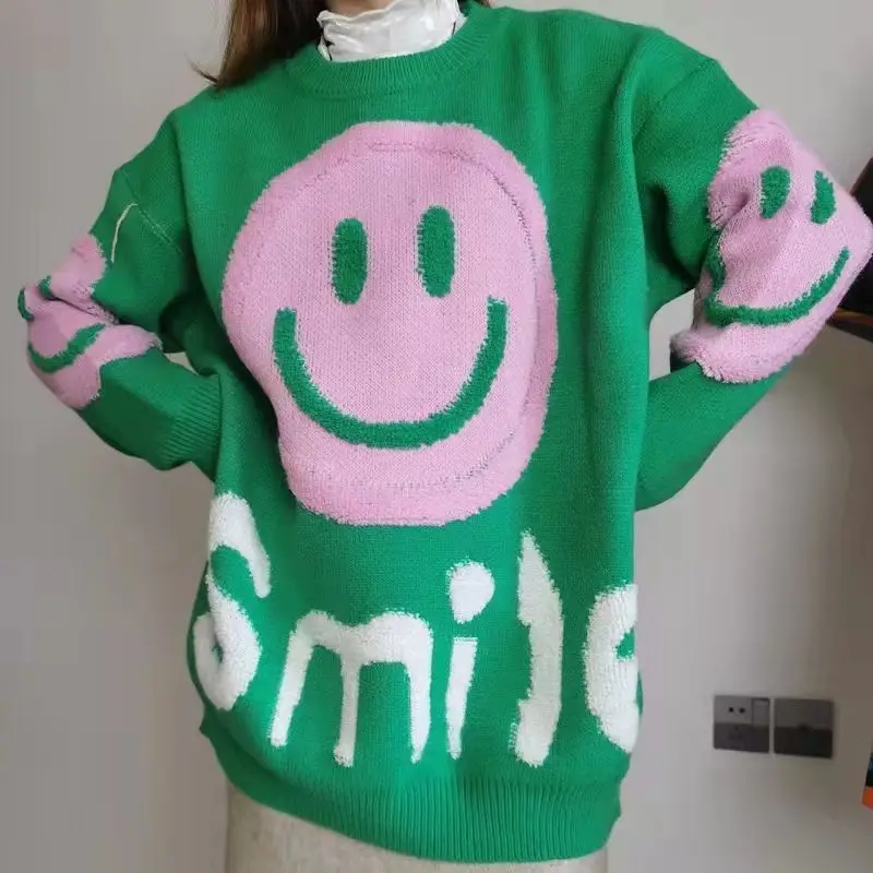 Fashion fleece embroidered smiley sweater women's color top loose high street light luxury single product couple campus style
Fashion fleece embroidered smiley sweater women's color top loose high street light luxury single product couple campus style