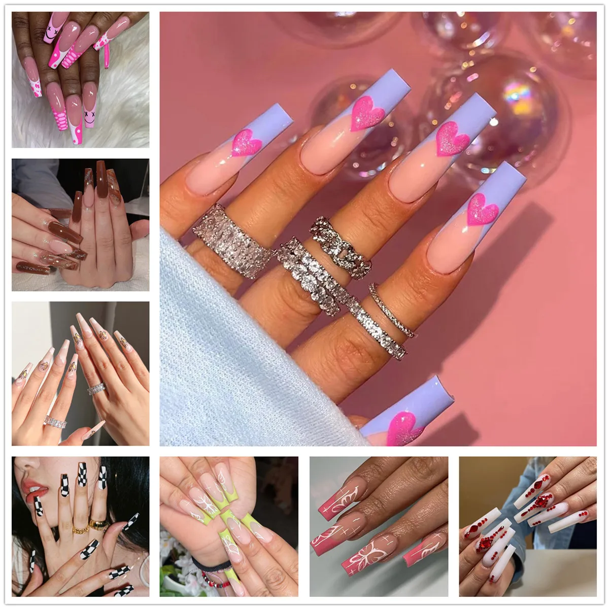 24Pcs Fake Nails With Designs Full Cover Press On Wearable Finished Long Ballerina Artificial False Nails Fashion Manicure Tips
24Pcs Fake Nails With Designs Full Cover Press On Wearable Finished Long Ballerina Artificial False Nails Fashion Manicure Tips