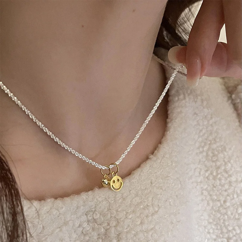 Minar Cute Lovely Bling Bling Silver Color Water Wave Chokers Necklaces for Women Gold Hollow Smile Face Heart Pendant Necklace
Minar Cute Lovely Bling Bling Silver Color Water Wave Chokers Necklaces for Women Gold Hollow Smile Face Heart Pendant Necklace