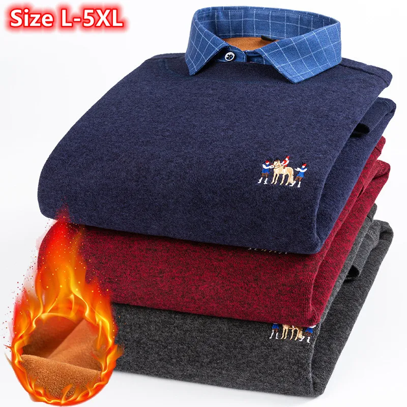 New 2022 Autumn Winter Man Fleece Shirt Collar Sweater Fashion Solid Thicken Warm Sweater Male Plus Velvet Thicken Sweater 5XL
New 2022 Autumn Winter Man Fleece Shirt Collar Sweater Fashion Solid Thicken Warm Sweater Male Plus Velvet Thicken Sweater 5XL