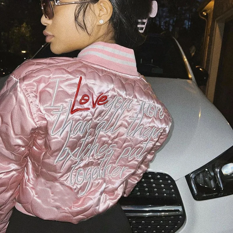 Knit Stand Collar Monogram Embroidered Long Sleeved Blouse Women's Fall Women's Zipper Short Baseball Jacket Cotton
Knit Stand Collar Monogram Embroidered Long Sleeved Blouse Women's Fall Women's Zipper Short Baseball Jacket Cotton