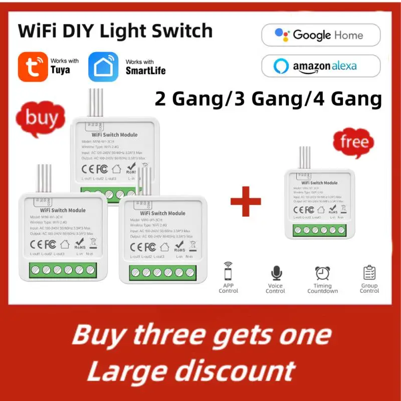 Tuya Smart Zigbee Switch Automation Module Smart Life App Smart Home Electronics 2 Gang/3 Gang/4 Gang WIFI Switch Module
Tuya Smart Zigbee Switch Automation Module Smart Life App Smart Home Electronics 2 Gang/3 Gang/4 Gang WIFI Switch Module