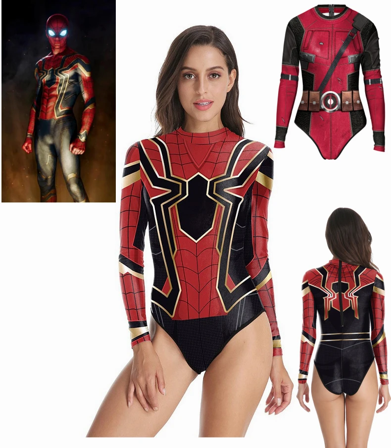 Anime Marvel Spider-Man Peter Parker Deadpool Cosplay Costumes Women Girls Sexy Beach Swimsuit Jumpsuits Zentai Uniform
Anime Marvel Spider-Man Peter Parker Deadpool Cosplay Costumes Women Girls Sexy Beach Swimsuit Jumpsuits Zentai Uniform
