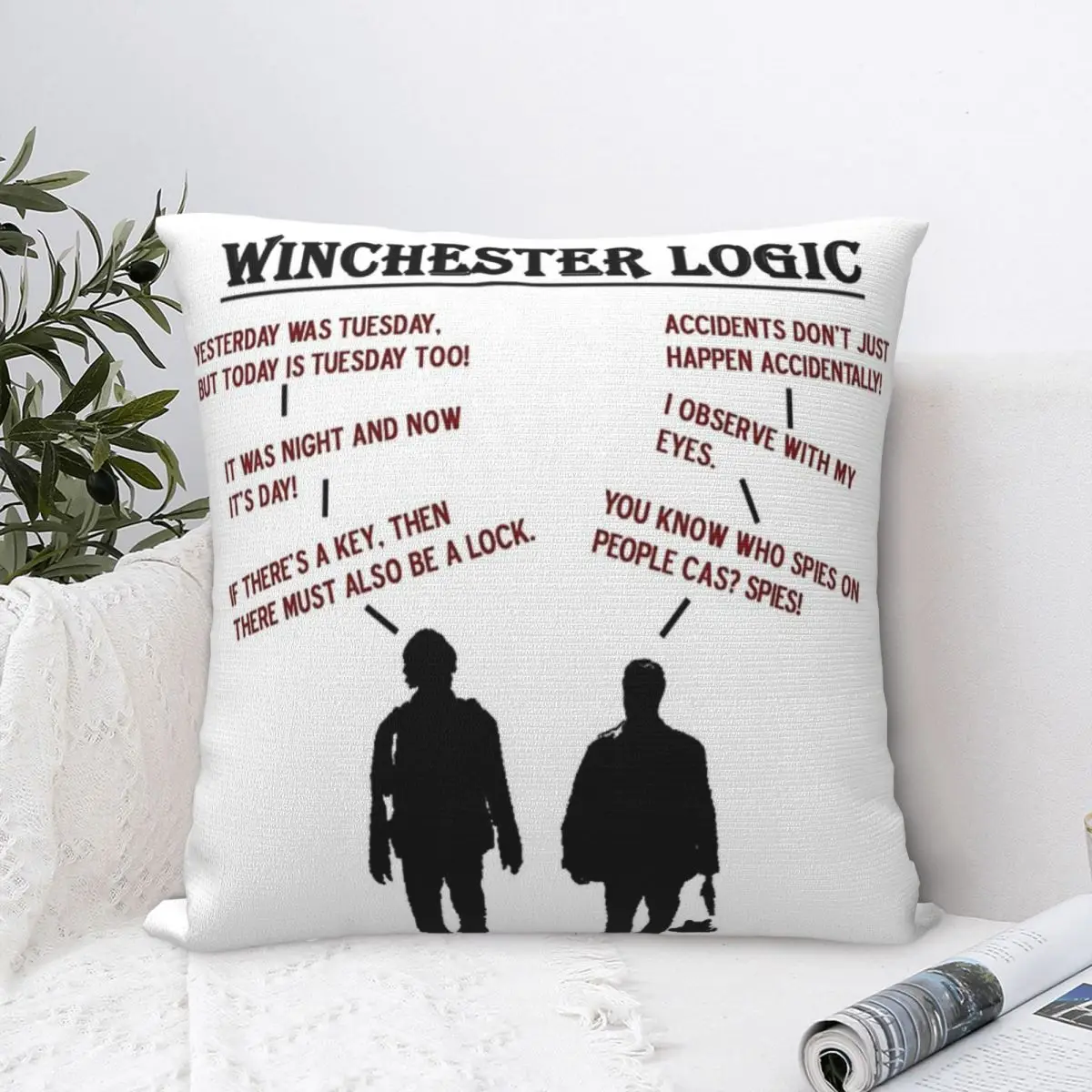 Supernatural Winchester Logic Pillow Case Pillow Cover Pillows Pillowcases Anime Pillow Decorative Pillow Case
Supernatural Winchester Logic Pillow Case Pillow Cover Pillows Pillowcases Anime Pillow Decorative Pillow Case