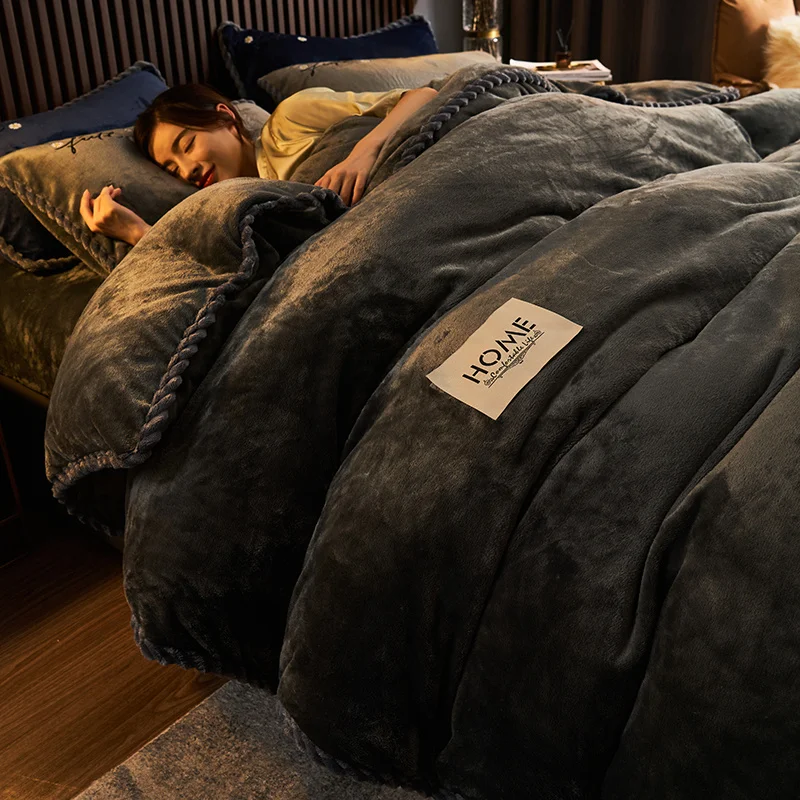 Dark Gray Winter Flannel Quilt Cover Soft Warm Coral Fleece Comforter Cover Thickening Warm Duvet Bedding Cover Solid Color
Dark Gray Winter Flannel Quilt Cover Soft Warm Coral Fleece Comforter Cover Thickening Warm Duvet Bedding Cover Solid Color